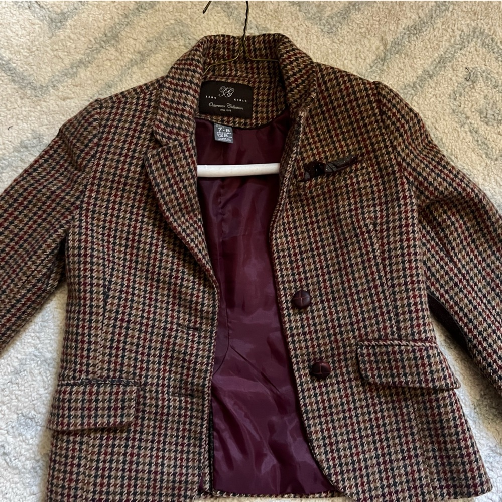 Zara Girls Preppy Plaid Blazer 7/8